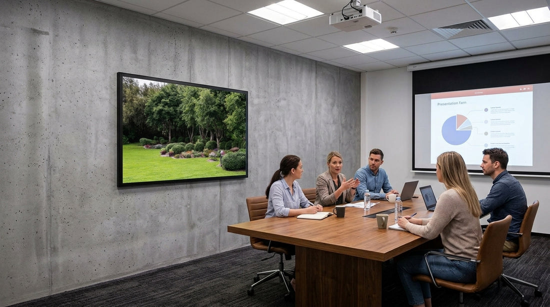 LED snap frame light boxes displaying framed artwork in a gallery setting