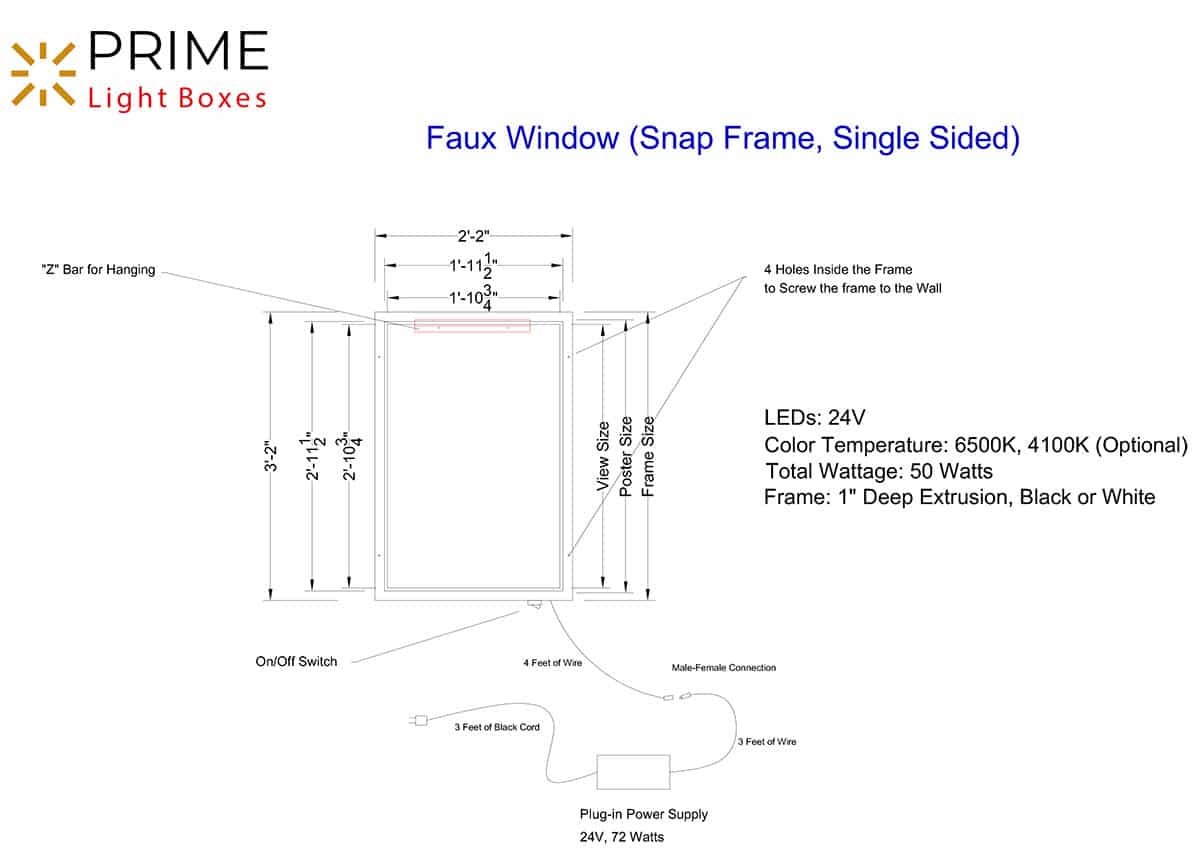 Faux Window (snap frame, single sided)