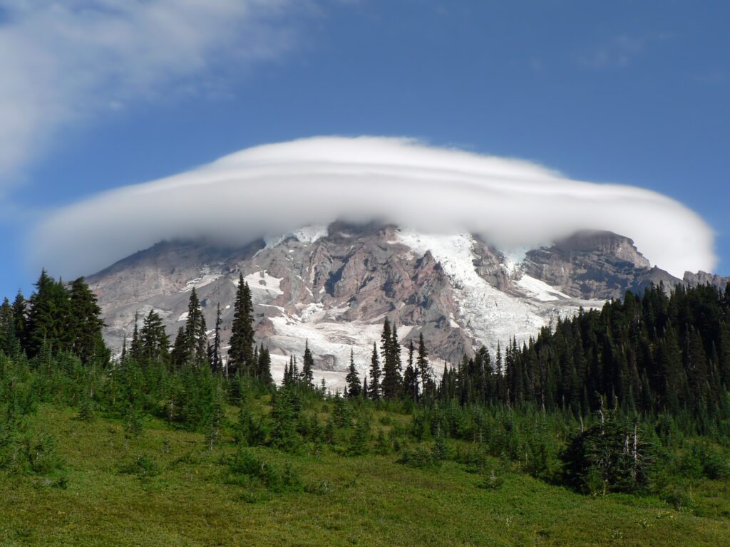 Breathtaking image of Mount Rainier and clouds for a Faux Window