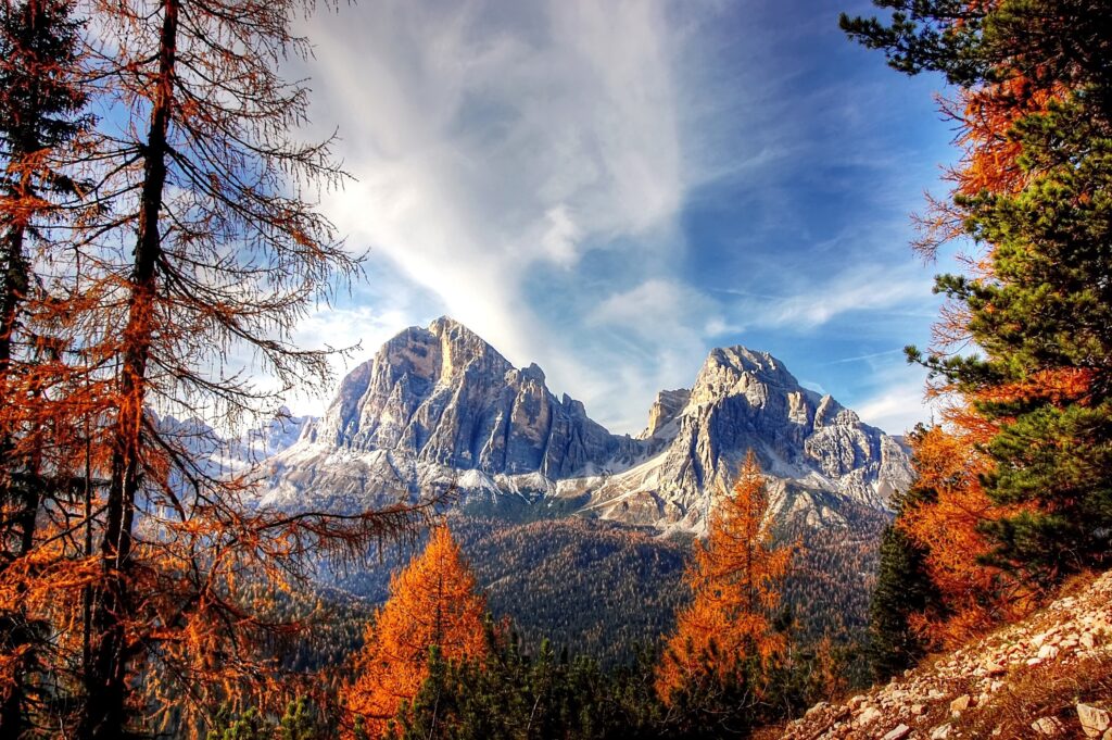 Fall in Dolomites for a Faux Window